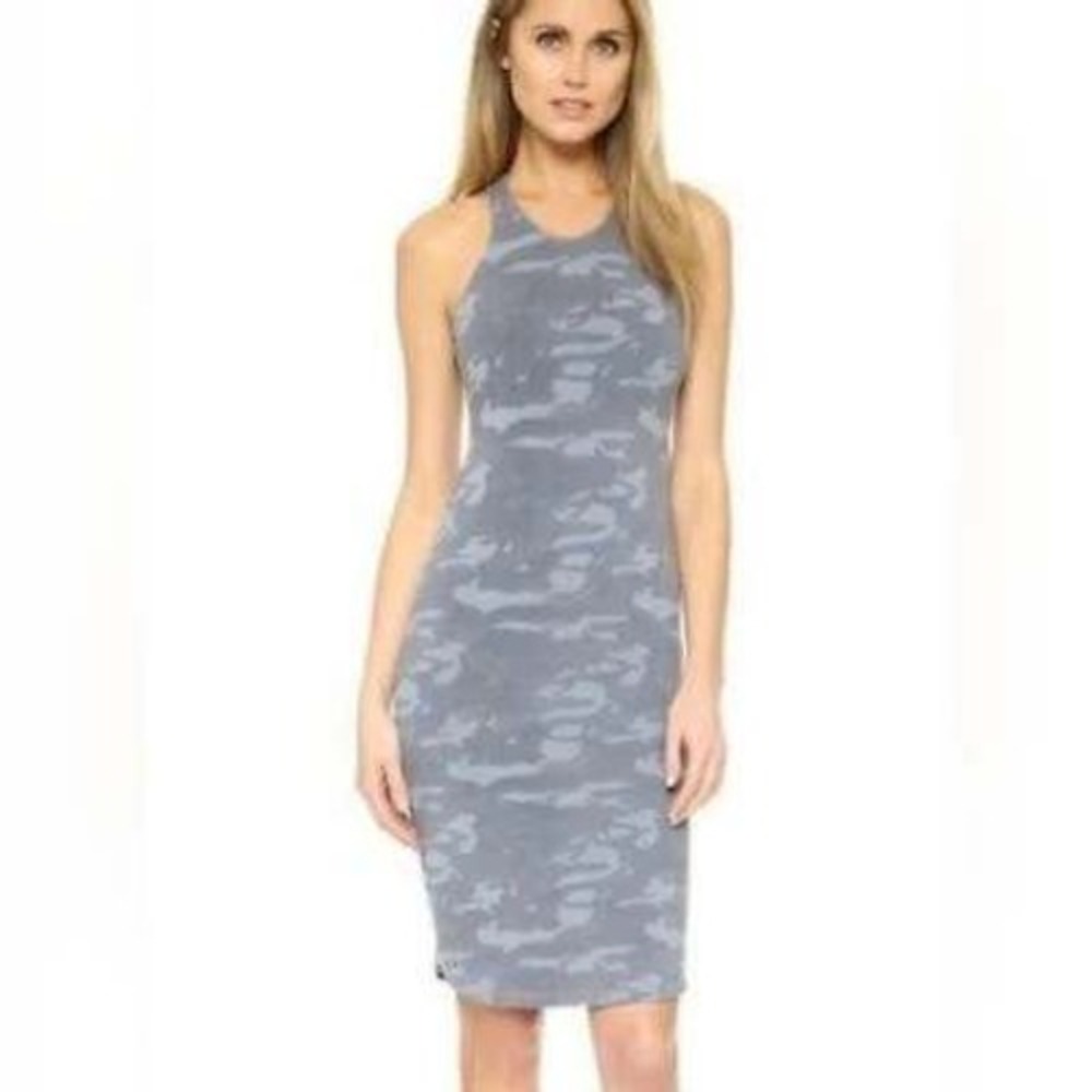 Monrow Grey Camouflage Sporty Racerback‎ Midi Bodycon Dress Womens Medium